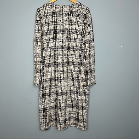 Lou & Grey plaid long sleeve v neck sweater midi dress front pockets size L NWT - Picture 6 of 12